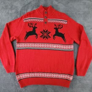 Chaps Large Henley Christmas Sweater